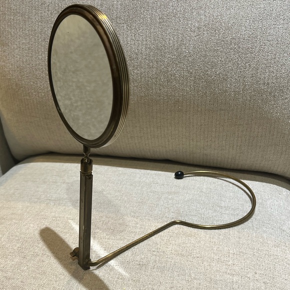 Vintage 1950s Mid Century Brass Adjustable Table Mirror - Picture 1 of 10